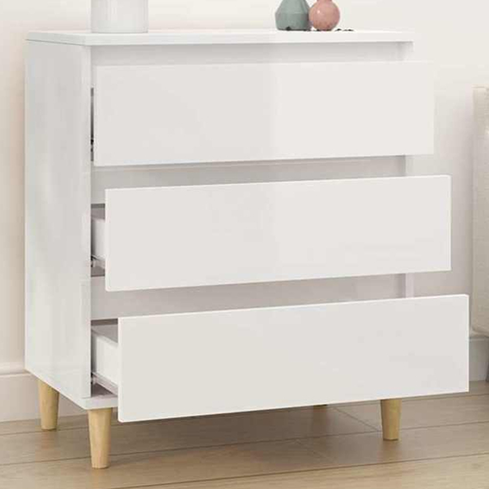 vidaXL 3 Drawer High Gloss White Sideboard Image 1
