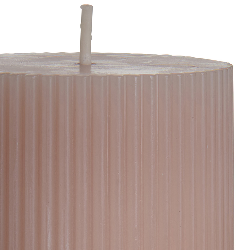 Wilko Pink Ribbed Candle Image 3