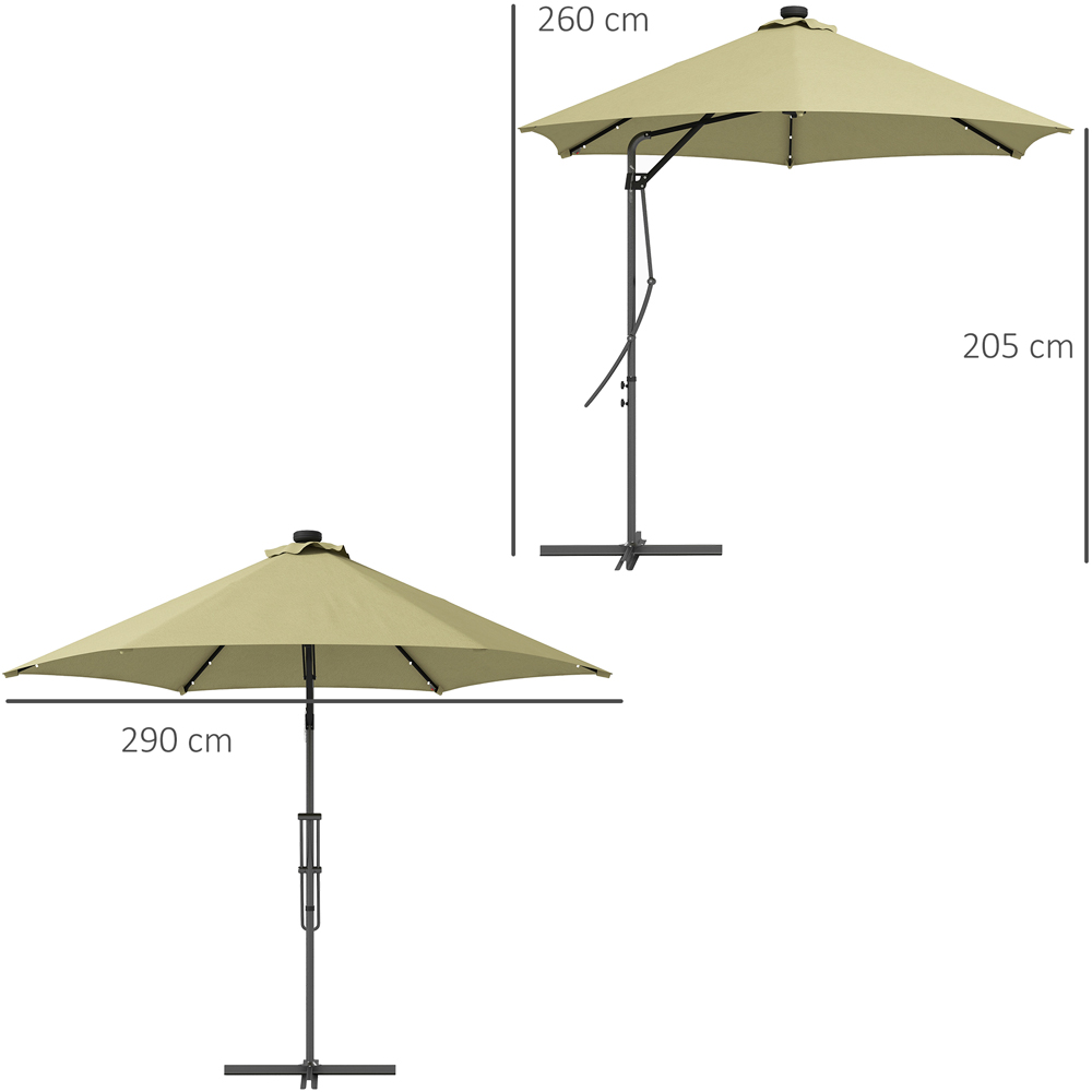 Outsunny Beige Solar LED Cantilever Parasol with Cross Base 3m Image 7