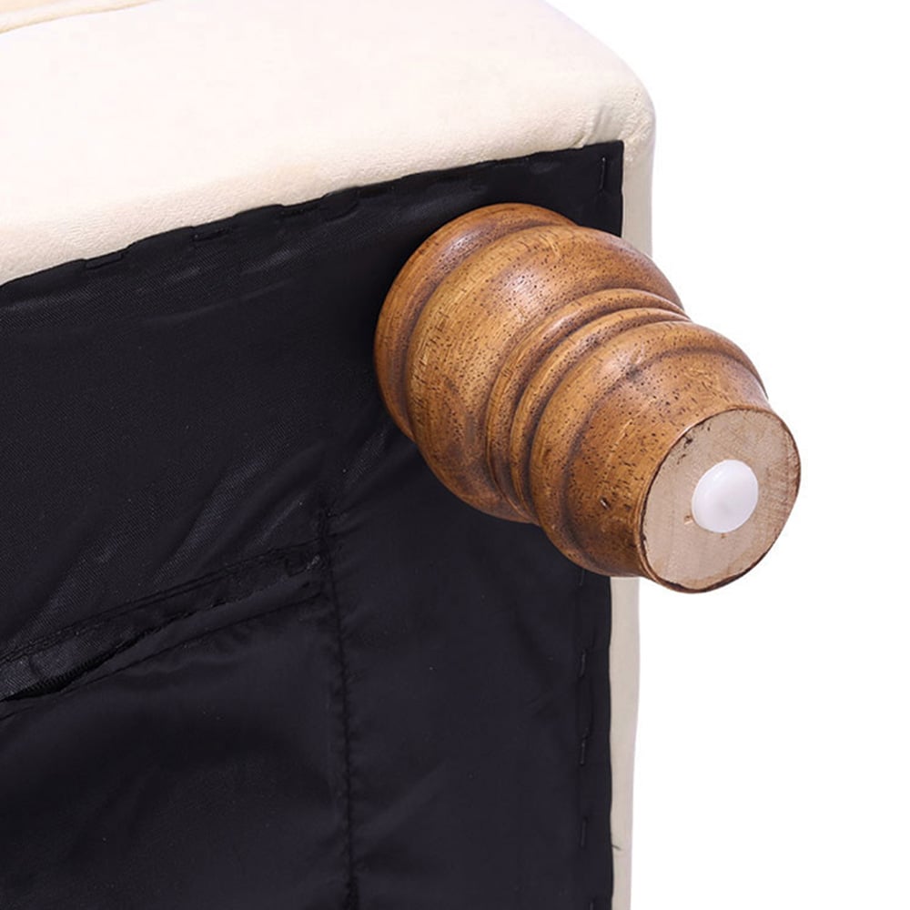 Living and Home Cream Buttoned Velvet Footstool Image 6