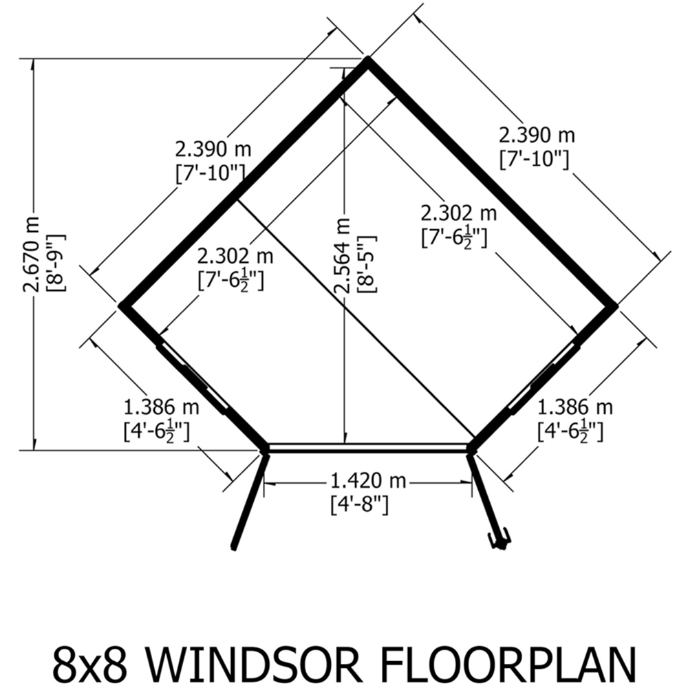Shire Windsor 8 x 8ft Double Door Shiplap Pent Summerhouse Image 7