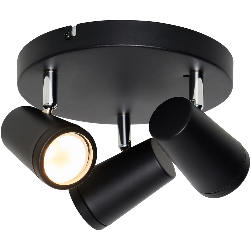 Spa Flora Black 3 Light IP44 Flush Ceiling Plate Image 3