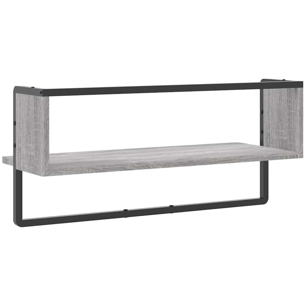 vidaXL 65cm Grey Sonoma Floating Wall Shelf with Bar Image 5