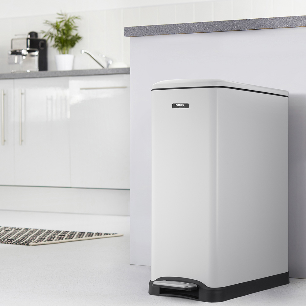 Cooks Professional Dual Recycle Slimline White Pedal Bin 50L Image 2