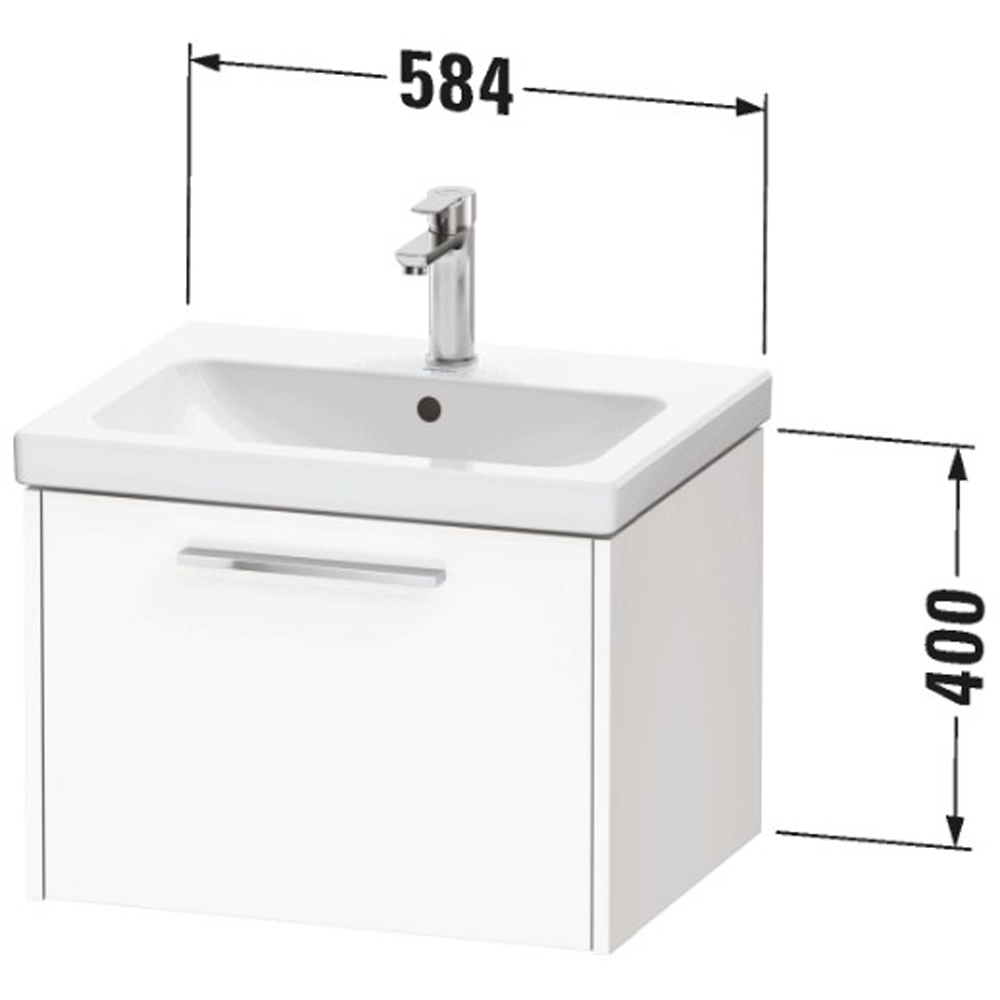 Duravit D-Code Single Drawer Pale Green Wall Hung Vanity Unit 584 x 460mm Image 2