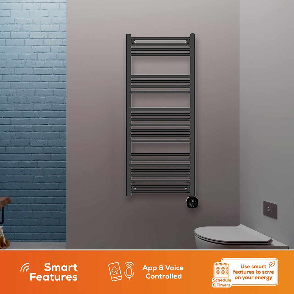 TCP Black Smart Wi-Fi Towel Radiator 1000W Image 5