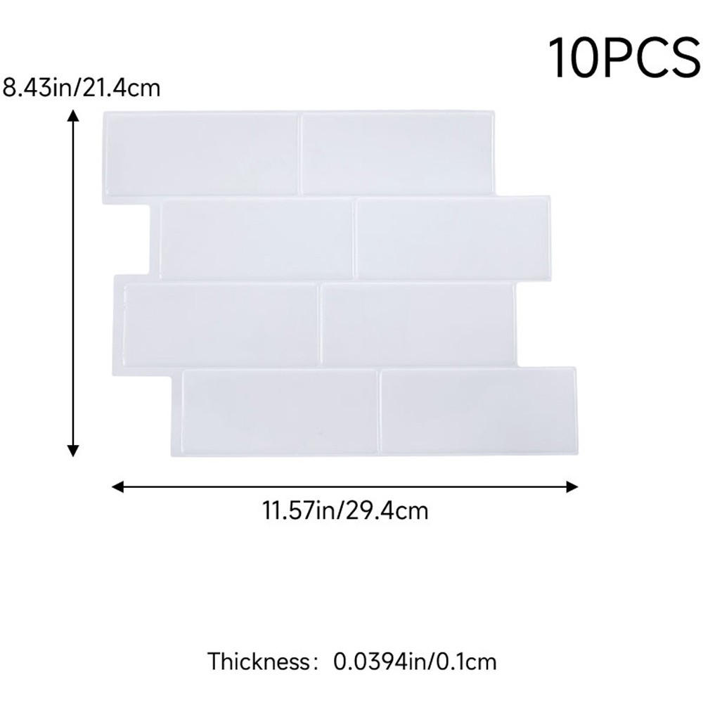 Living and Home Brick Effect White Rectangle Self Adhesive Wall Sticker 10 Pack Image 9