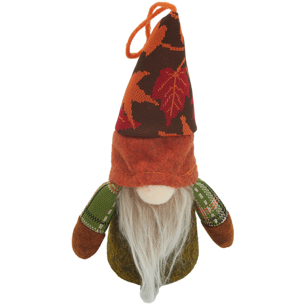 Living and Home Orange Handmade Harvest Maple Gnome LED Ornament 17cm Image 3