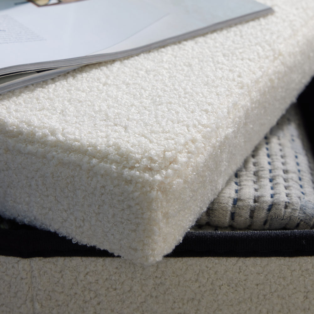 Home Source Cream Teddy Fur Folding Ottoman Image 4