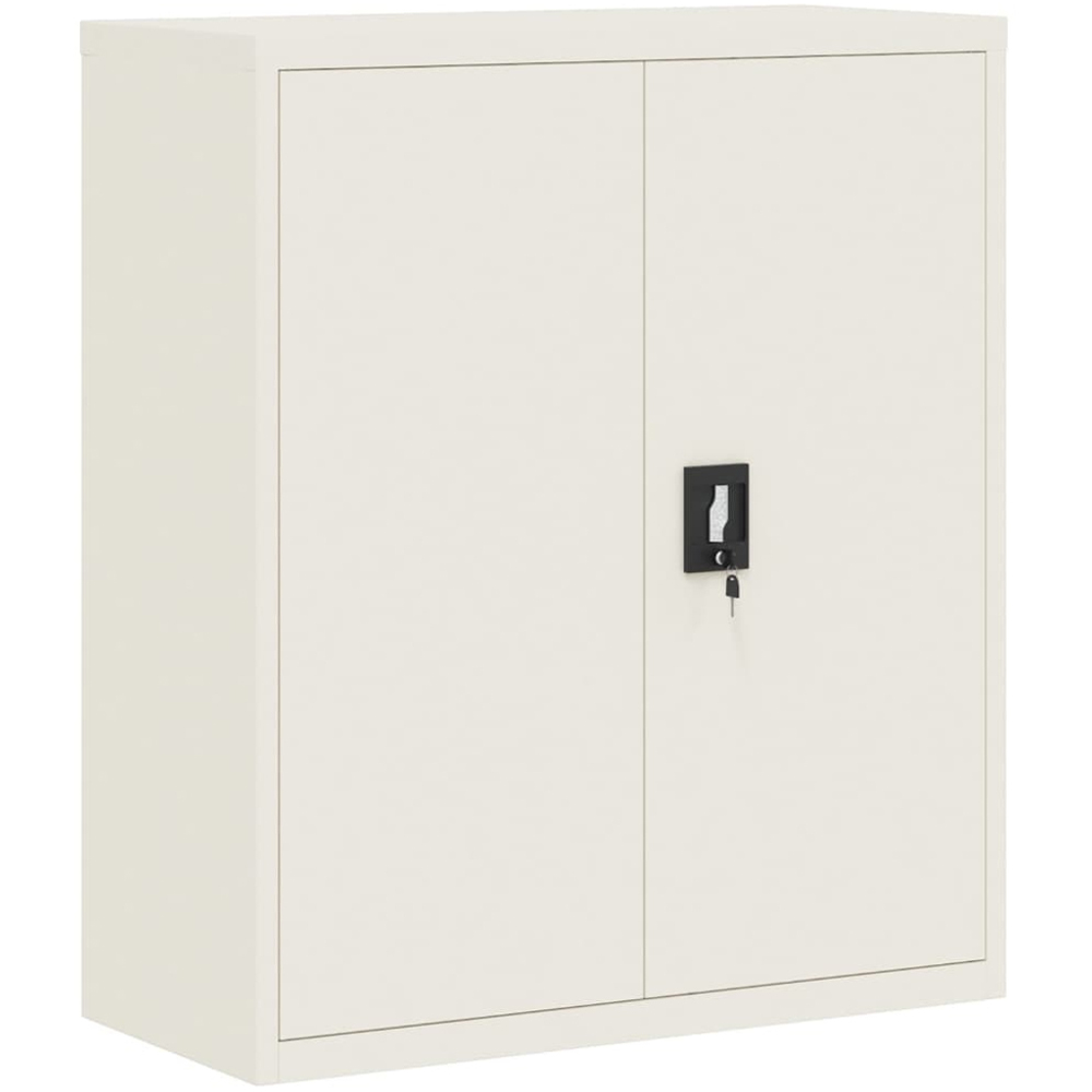 vidaXL 2 Door 3 Shelf White Powder Coated Steel Lockable File Cabinet Image 2