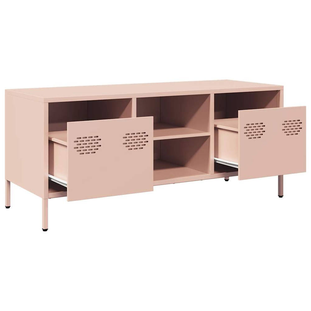 vidaXL 2 Drawer 2 Shelf Pink Cold-Rolled Steel TV Cabinet Image 3
