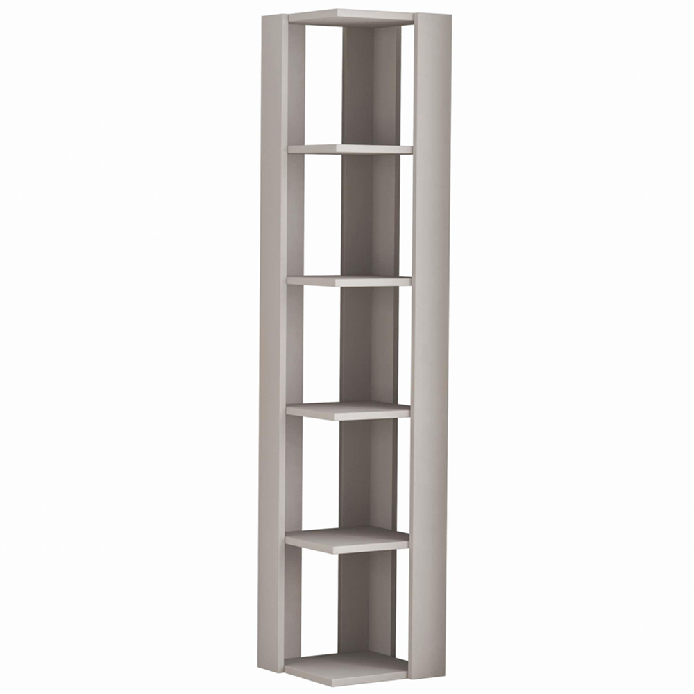 Decortie Nati 5 Shelf Mocha Grey Modern Corner Bookcase Image 2