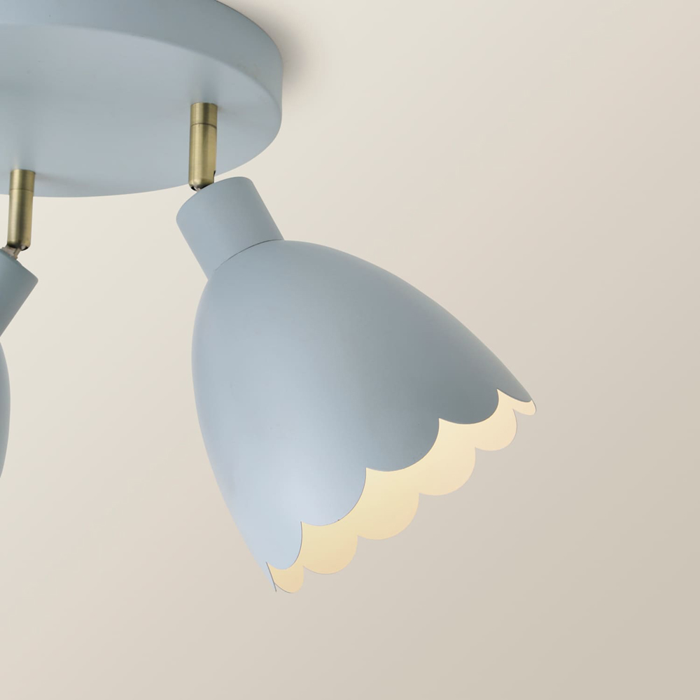 ValueLights Millie 3 Way Powder Blue Scallop Shade Adjustable Round Spot Ceiling Light with Bulb Image 4
