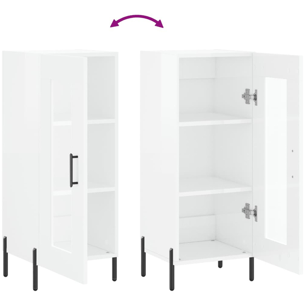 vidaXL Single Glass Door White Sideboard Image 9