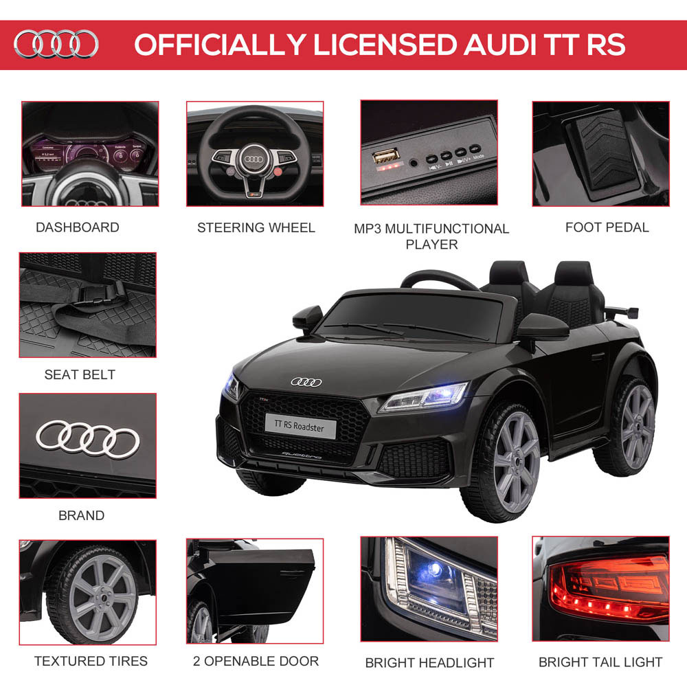 Tommy Toys Audi TT RS Kids Ride On Electric Car Black 12V Image 2