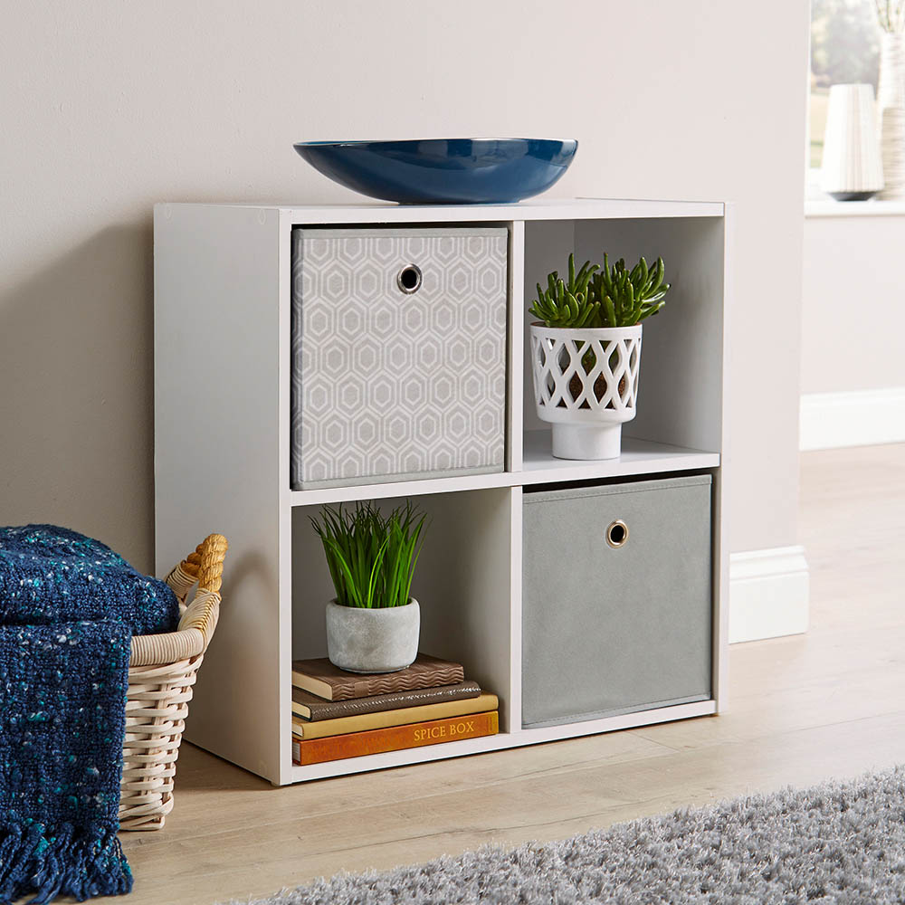 Home Source 4 Cube White Storage Unit Image 3