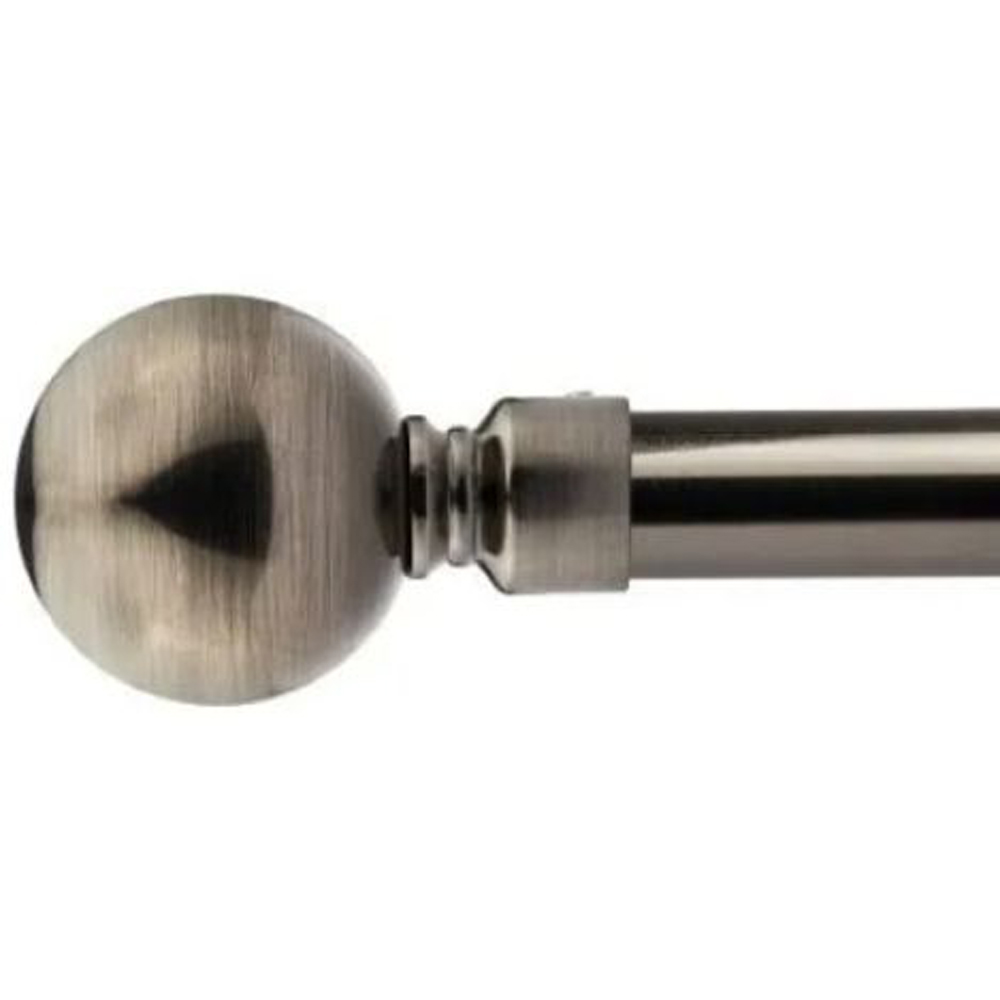 New Edge Blinds Sphere 160-300cm Extendable Black Silk Eyelet Metal Curtain Pole Set Image 1