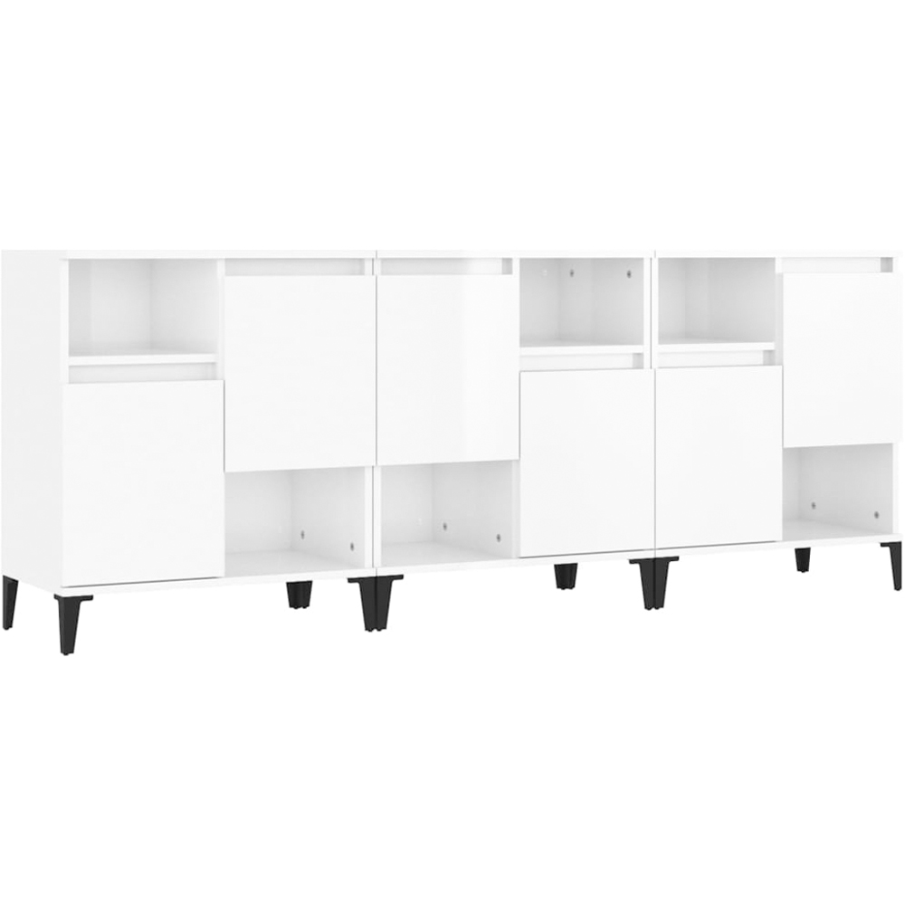 vidaXL 2 Door 2 Shelf White Sideboard Set of 3 Image 2