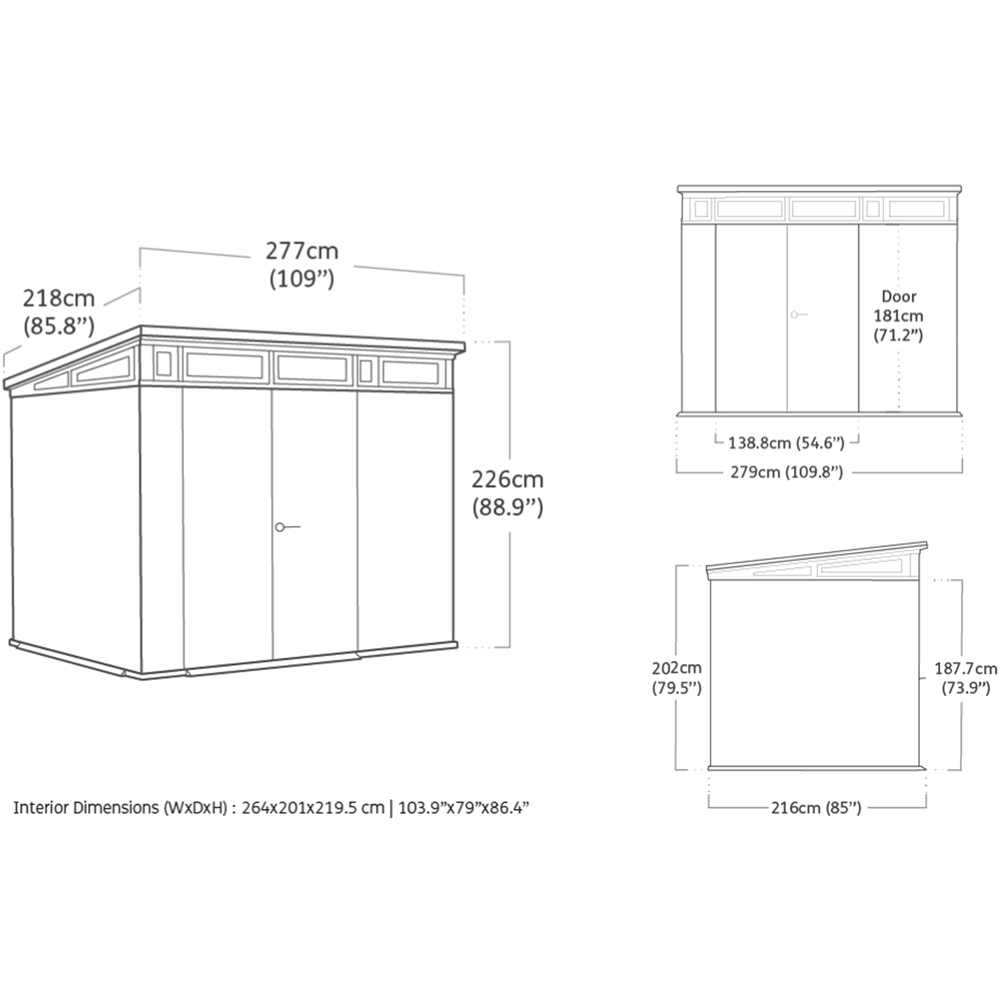 Keter Artizan 2.0 9 x 7ft Grey Pent Garden Storage Shed Image 9