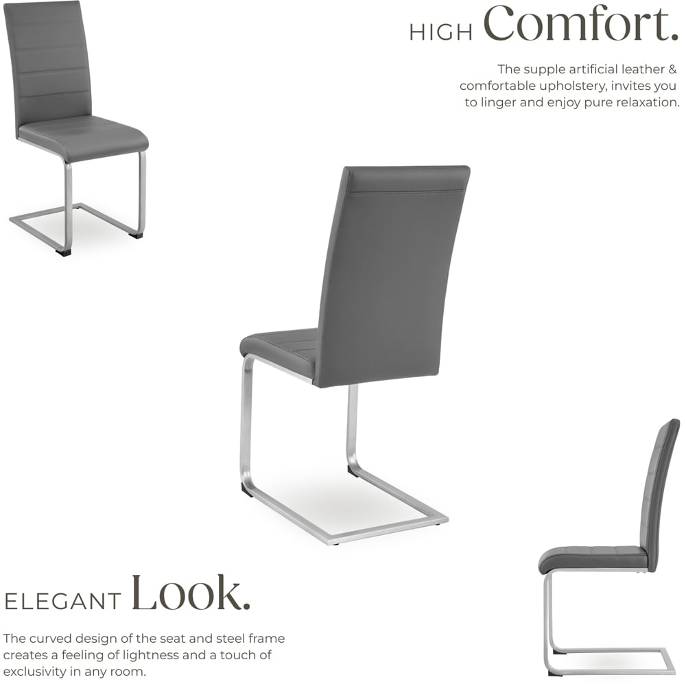 tectake Set of 8 Grey High Backrest Dining Chair Image 3