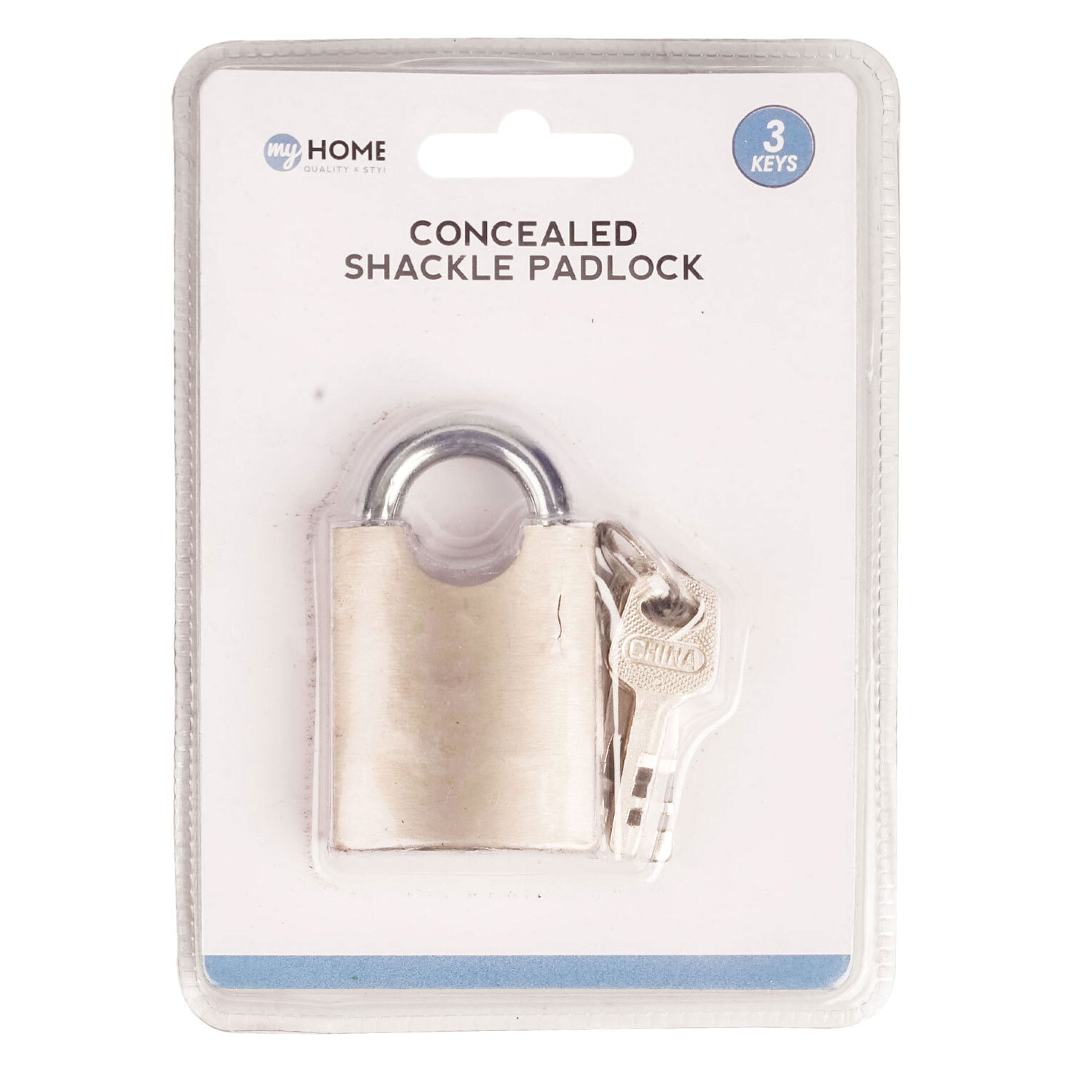 My Home 65mm Chrome Concealed Shackle Padlock with 3 Keys Image