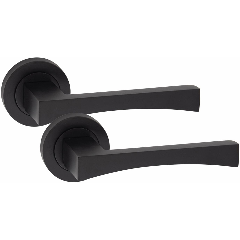 Golden Grace Matt Black Wave Latch Door Handles Set 52mm 6 Pack Image 3