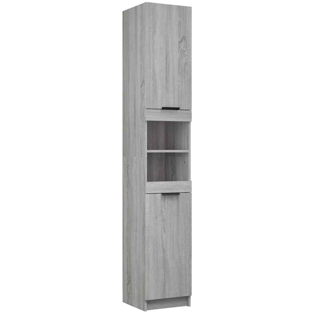 vidaXL 2 Door 2 Shelf Grey Wooden Bathroom Cabinet Image 2