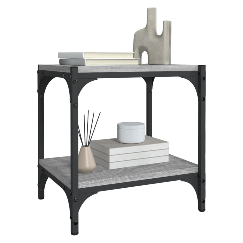 vidaXL Single Shelf Grey Sonoma Wood and Steel TV Cabinet Image 4