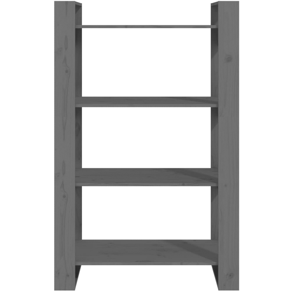 vidaXL 4 Shelf Grey Solid Pine Wood Bookcase Image 3
