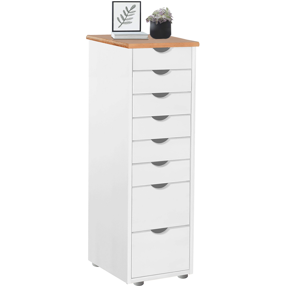 Loft24 Gava 8 Drawer White Solid Pine Chest of Drawers Image 3