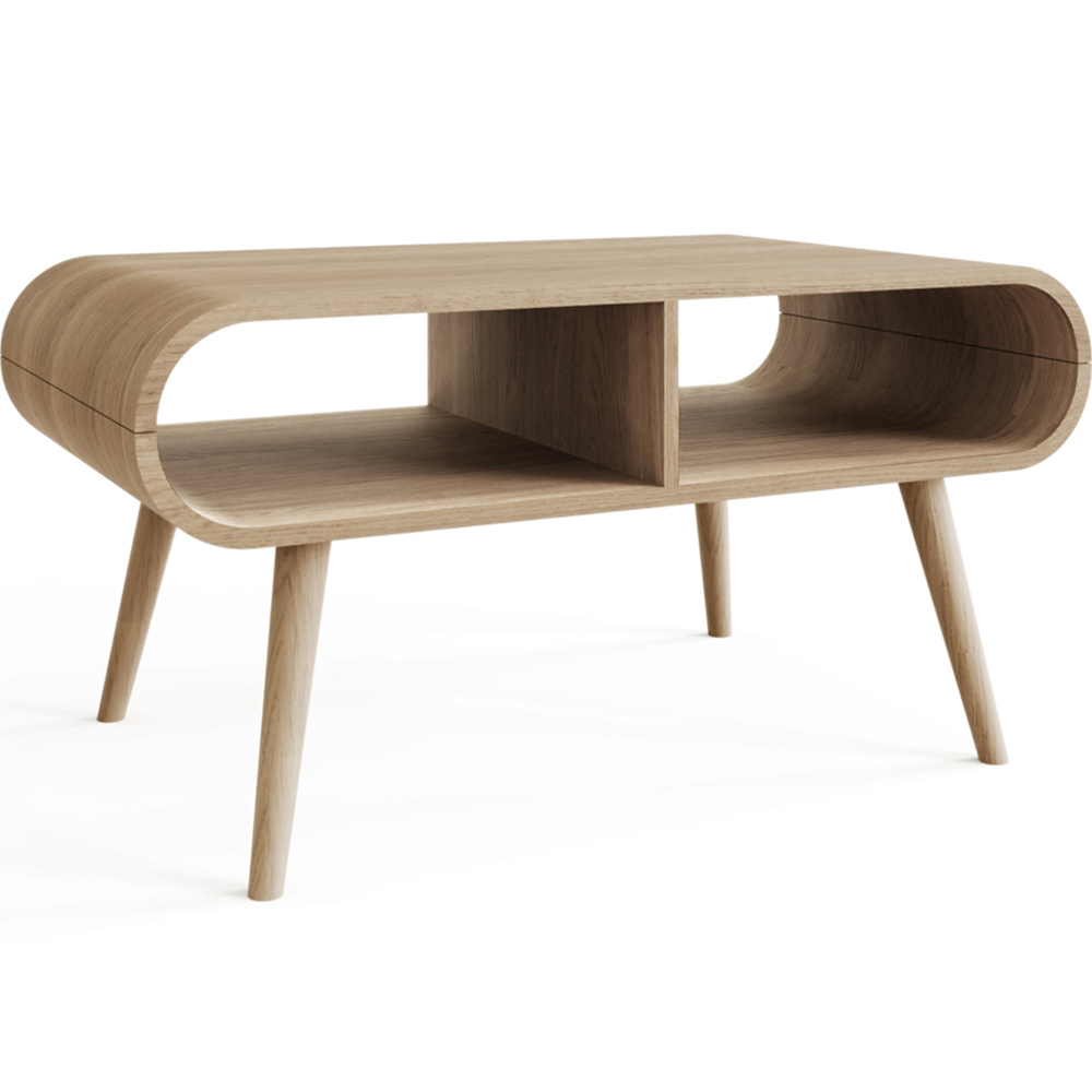 GFW Vionna 2 Shelf Oak Curved Coffee Table Image 2