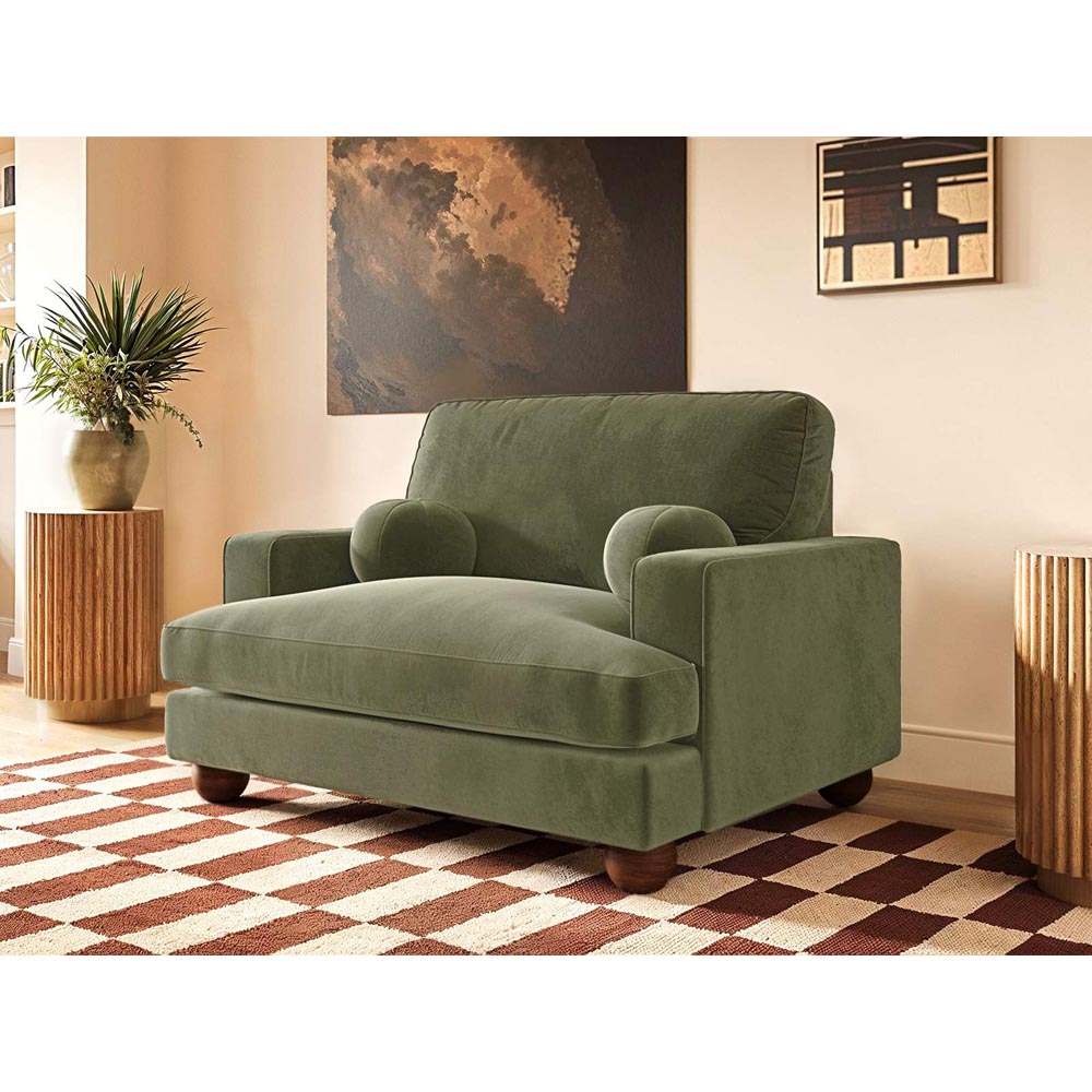 Solace+Co Addison Khaki Green Velvet Loveseat Sofa Image 5