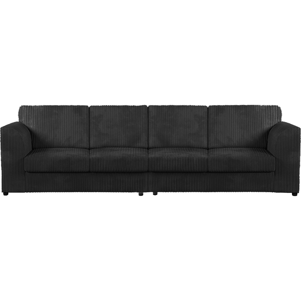 Luxor 4 Seater Black Jumbo Cord Full Back Sofa Image 2