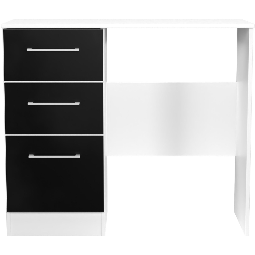Crowndale Worcester 3 Drawer Matt Black and White Vanity Dressing Table Ready Assembled Image 2