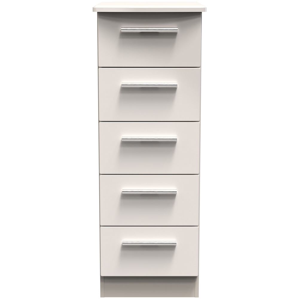 Crowndale Knightsbridge 5 Drawer Kashmir Gloss Tall Bedside Cabinet Ready Assembled Image 2