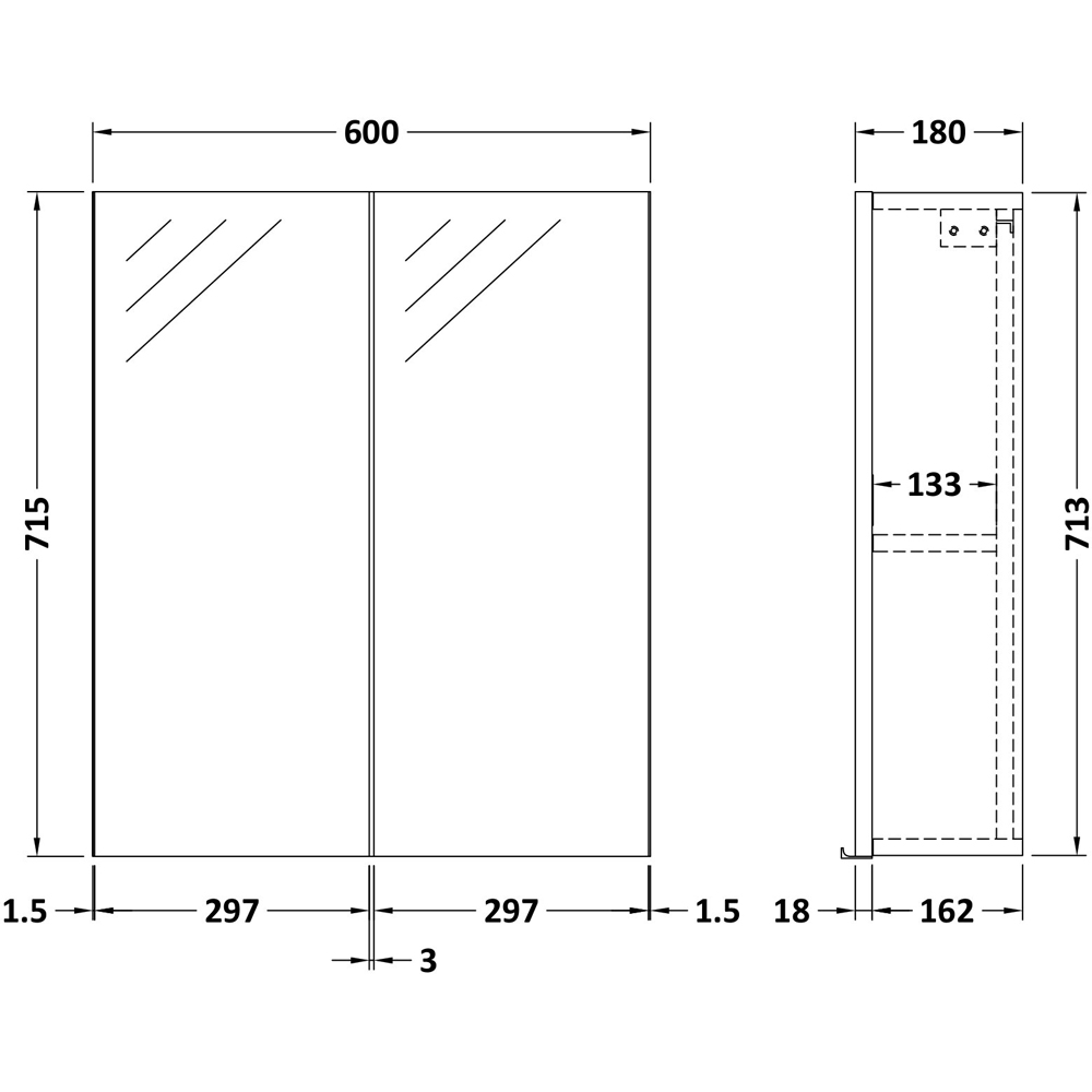 nuie Hudson Reed Fusion 2 Door Gloss White Wall Hung Fitted Mirror Cabinet Image 5
