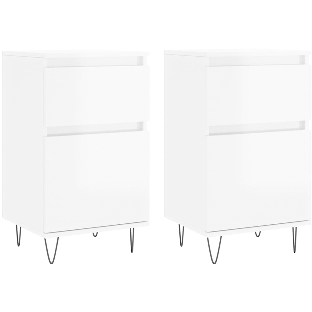 vidaXL Single Door Single Drawer High Gloss White Sideboard 2 Piece Image 2