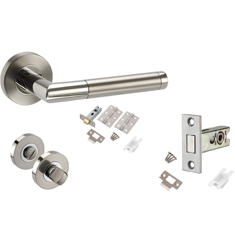 Golden Grace Dual Finish Mitred Bathroom Door Handles Set Image