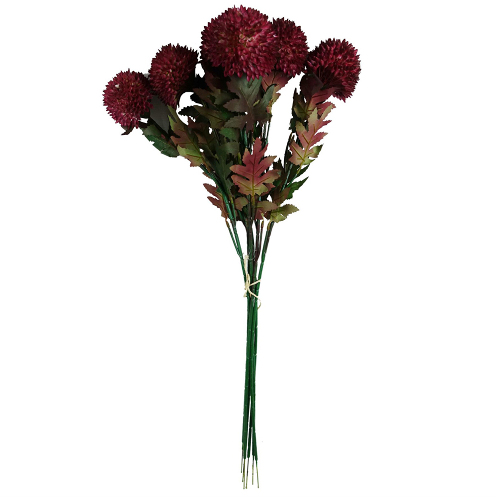 Leaf Pink Large Ball Dahlia Single Stem Artificial Flower 6 Pack Image 1