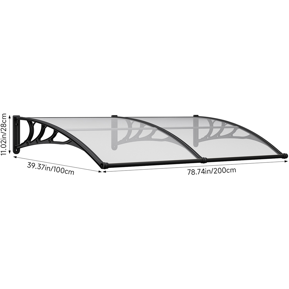 Living and Home Black Door and Window Outdoor Awning with Water Channel 2 x 1m Image 9