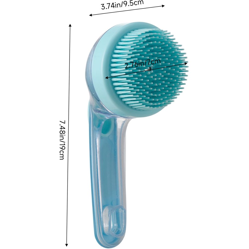 H&O Direct Blue Transparent Soft Silicone Pet Bathing Brush with Shampoo Dispenser Image 6