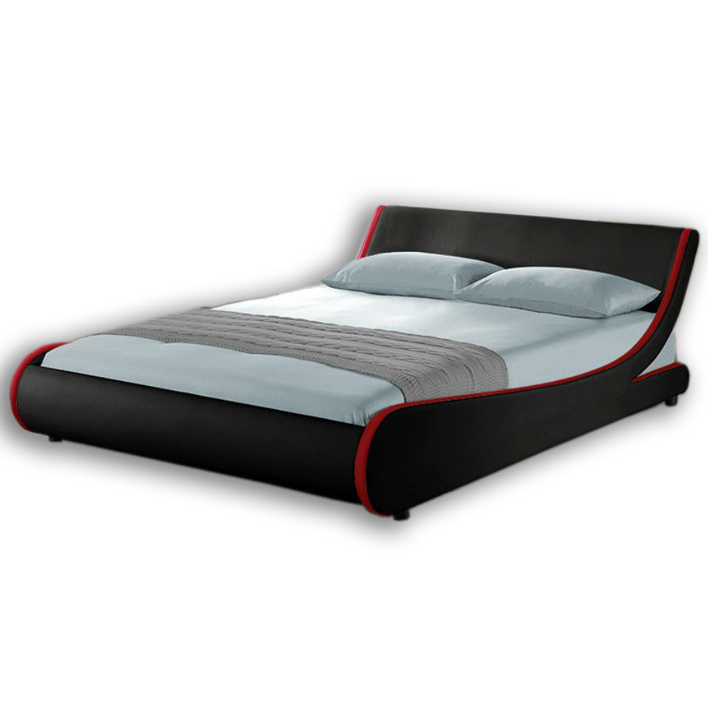Home Detail Galactic Double Black and Red Faux Leather Bed Frame Image 2