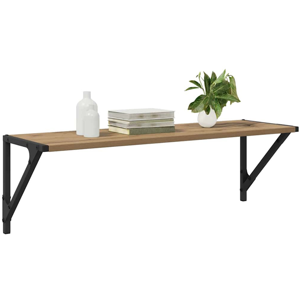vidaXL 80 x 25cm Artisan Oak Wall Shelf Set of 2 Image 3