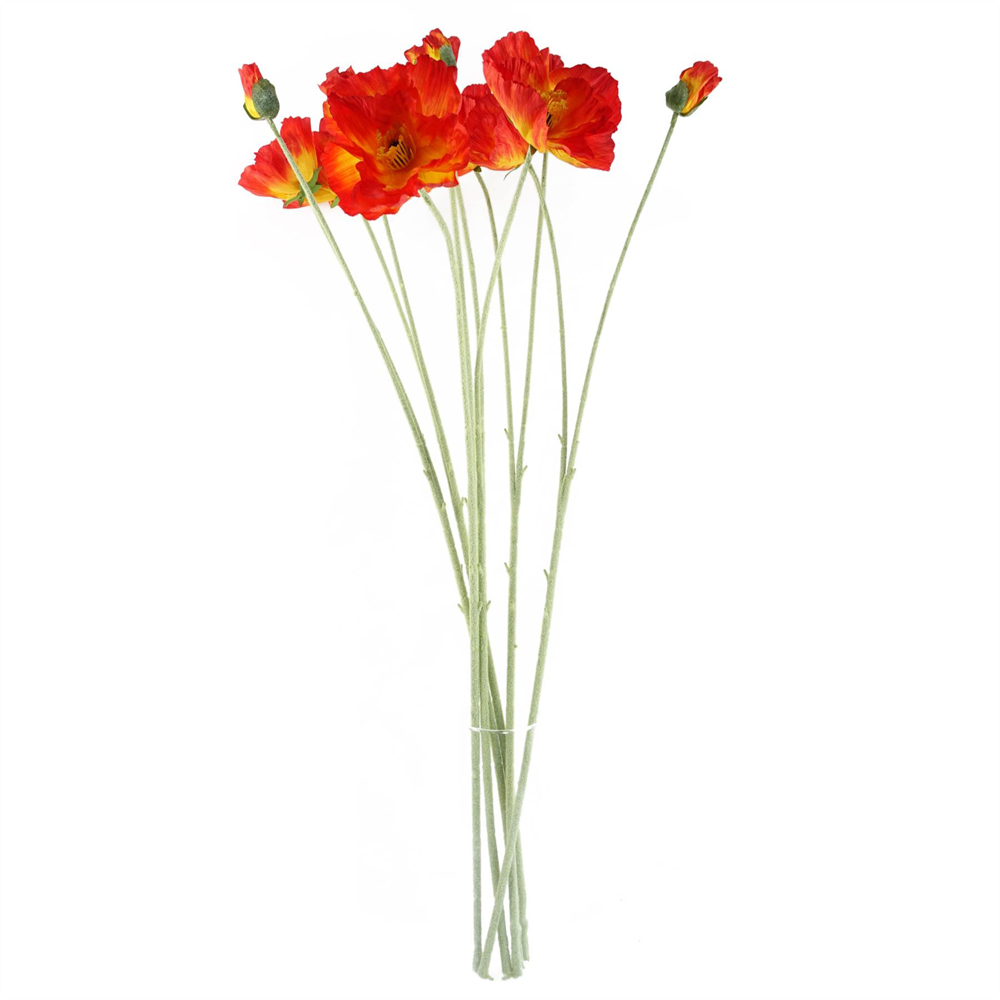 Leaf Poppy and White Blossom Artificial Flower Bundle with Glass Vase 100cm 11 Pack Image 4