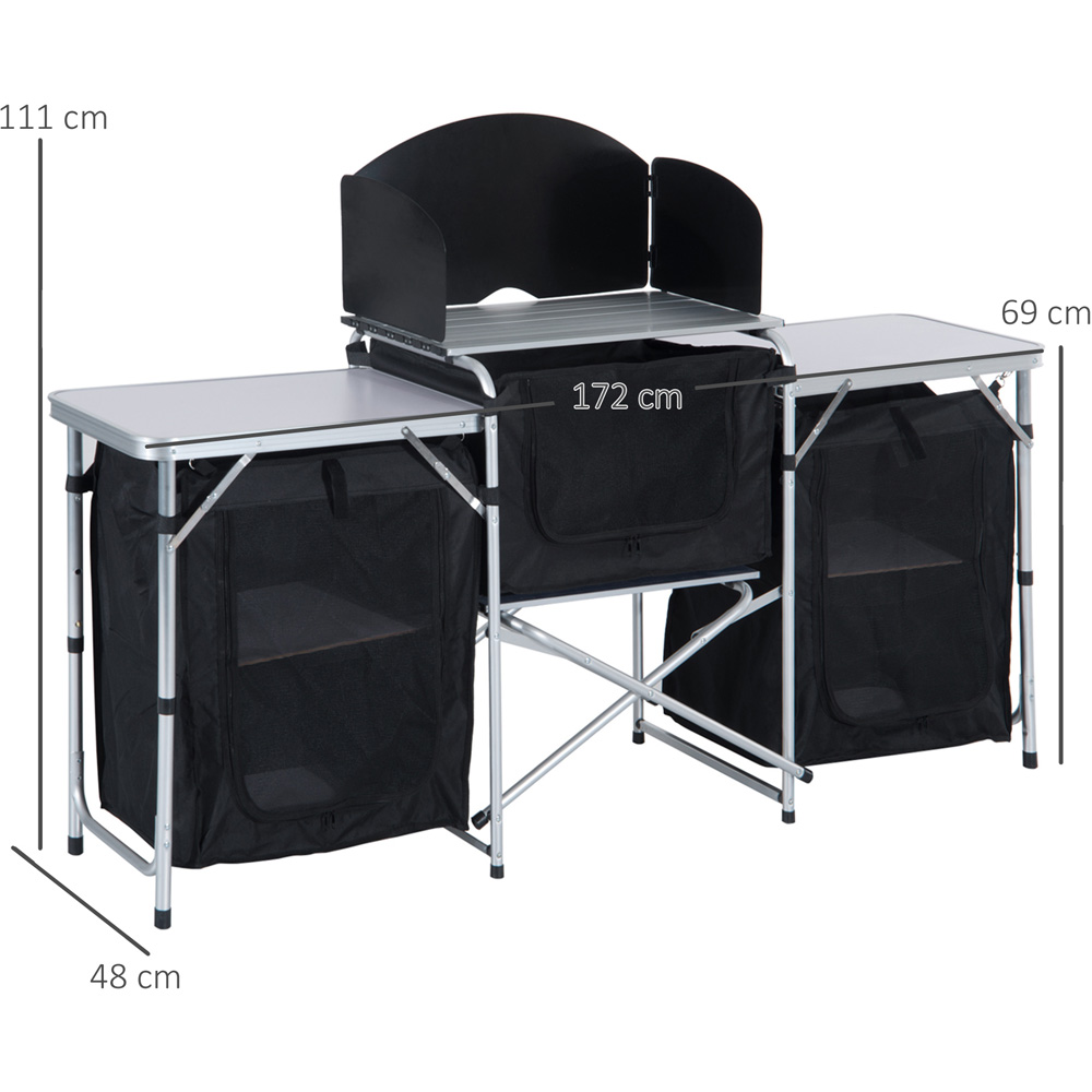 Outsunny Foldable Camping Cooking Table with Windscreen Image 7