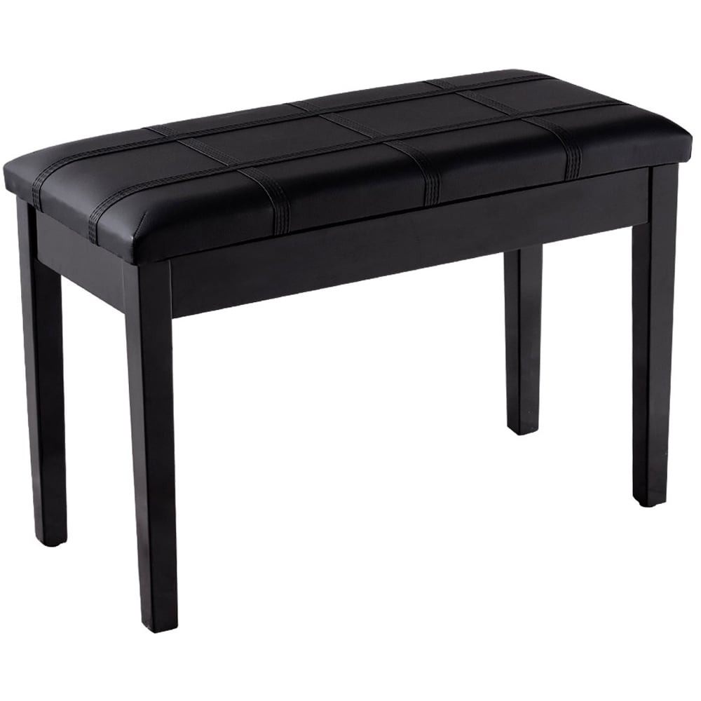 Costway Black Wooden Piano Bench with Storage Image 2