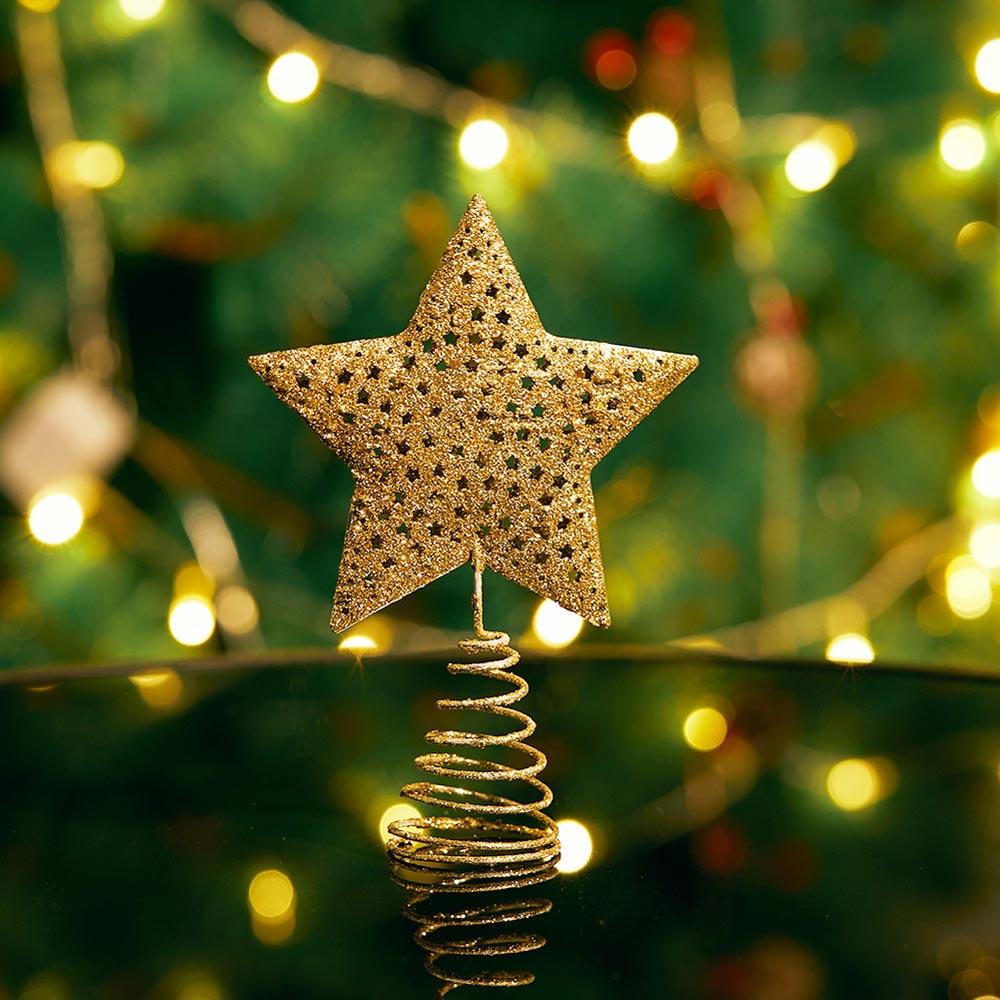 Living and Home Gold Glitter Star Christmas Tree Topper 16 x 12cm Image 4
