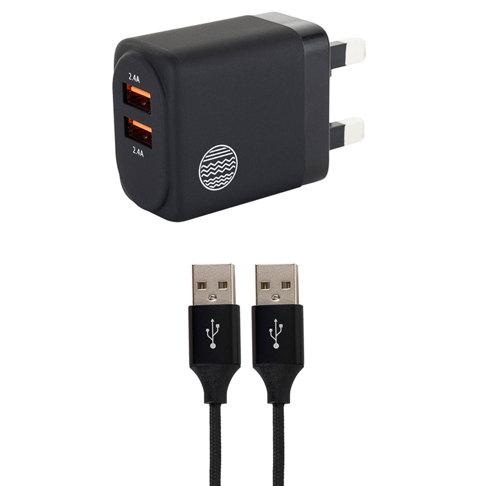 Our Pure Planet Dual UK Port USB-A Wall Charger 24W Image 1