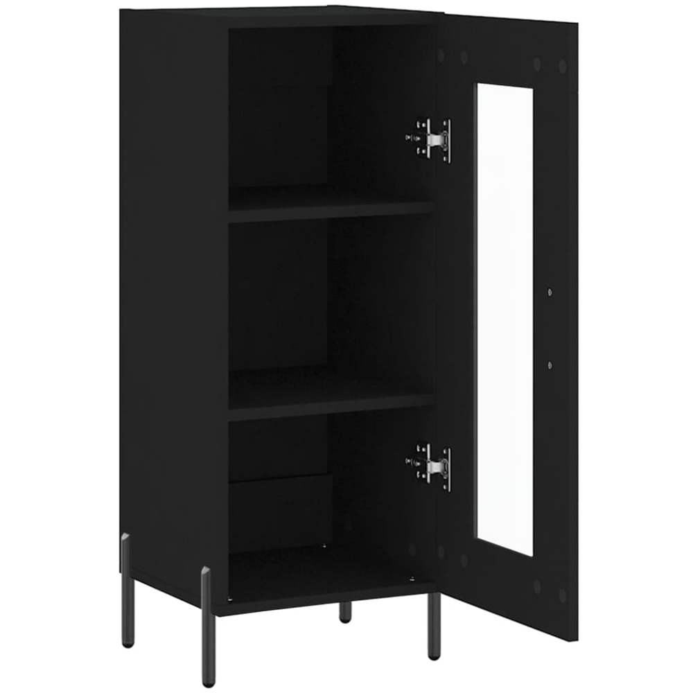 vidaXL Single Glass Door 3 Shelf Black Wooden Sideboard Image 6