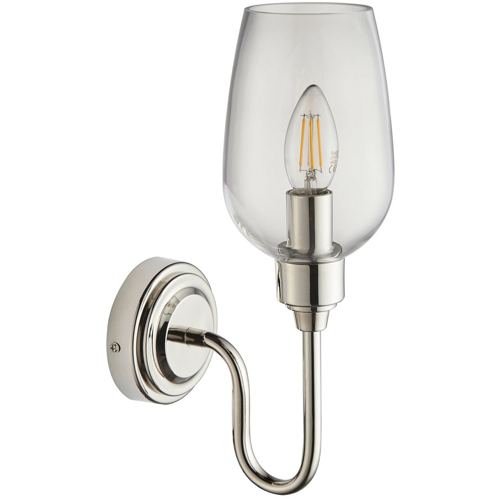 Merano Livorno Clear Glass Bright Nickel Plate Wall Lamp Image 1